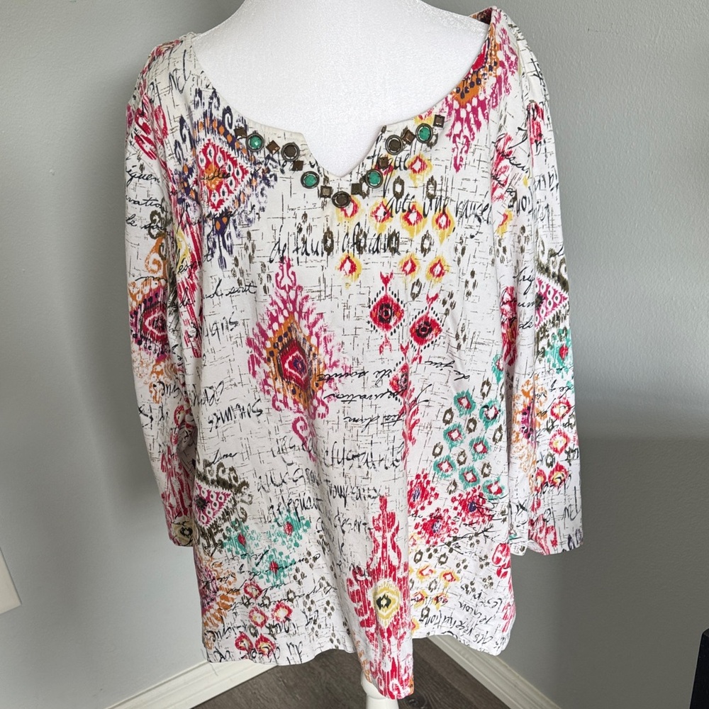 Ruby Rd. Multicolor Abstract Top